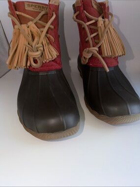 Sperry Brown/Red Duck Boots Size 7.5
